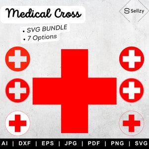 Medical Cross SVG Bundle | Red Cross Nurse Clipart | Healthcare SVG | Round Medical Cross svg | Nurse SVG | Red Medical Cross Bundle