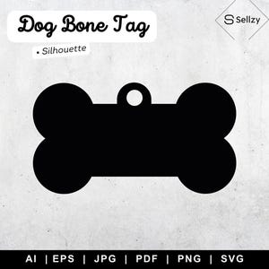 Dog Bone Tag Outline Svg | Dog Bone Cricut File | Dog Tag Outline | Dog Bone Tag Png | Dog Bone Silhouette Cut File | Dog Tag Silhouette