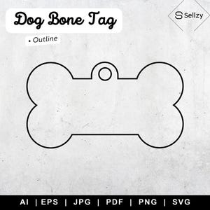 Dog Bone Tag Outline Svg | Dog Bone Cricut File | Dog Tag Outline | Dog Bone Tag Png | Dog Bone Silhouette Cut File | Dog Tag Silhouette