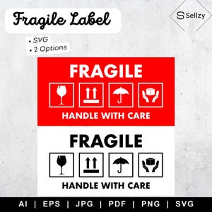 Fragile Handle With Care Sticker SVG | Shipping Labels | Fragile SVG | Fragile Label Template Svg | Fragile Mail Packaging Strickers SVG