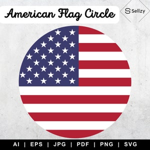 レイヤー化された丸い形の米国旗 SVG、円形の米国旗ベクター
