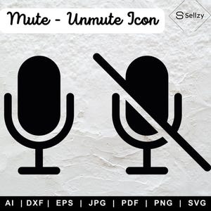 Mute Unmute Microphone SVG | Mute SVG | Mic Silhouette | Unmute Svg | Mic Svg | On Mute Vector | Audio Icon Svg | Mic Clipart | Mute Vector