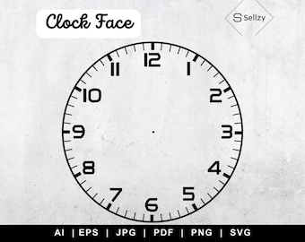 Uhr Gesicht SVG | Elegantes Ziffernblatt SVG | Modernes Zifferblatt Dateien | Stilvolles Zifferblatt | Uhr Gesicht Png | Uhr-Gesicht Vorlage Cut File
