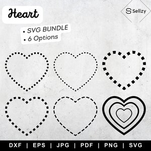 Heart Bundle SVG | Heart Outline SVG | Heart Clipart | Love Heart | Valentine&#39;s Day Heart Svg | Heart Shape