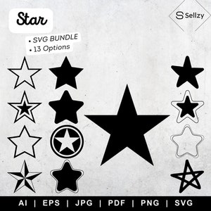 Star Bundle SVG | Star Icon SVG | Star Clipart | Star Outline SVG | Star svg | Star Cut Files | Star Silhouette | Star Vector Files