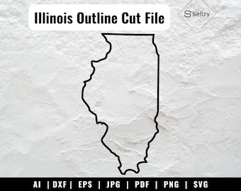 Omtrek van Illinois SVG-bestanden | Illinois gesneden bestanden | Overzicht van Illinois, png-bestand | Illinois-vector | VS vectorbestanden | Illustraties kaart Illinois