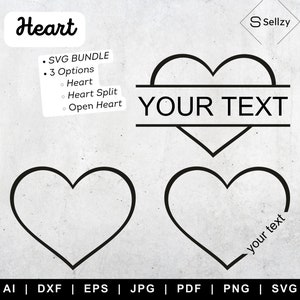 Heart Bundle SVG | Open Heart SVG | Simple Heart SVG | Heart Split | Heart Border | Love Name Frame | Heart Outline | Heart Clipart