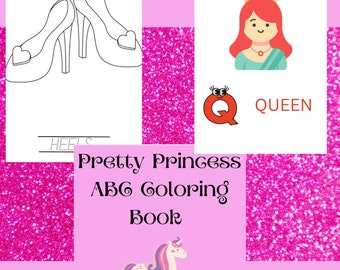 ABC coloring book for little girls| Fun Learning| A-Z coloring book| pretty princess coloring book|