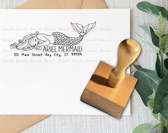 Mermaid Return Address Stamp, Modern Address Stamp, Self-Inking Address Stamp, Custom Address Stamp, Personalized Address Stamp 1059