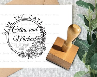 Custom Wedding Stamp Save the Date Calligraphy personalized stamp perfect to go with your wedding invitations Rubber Stamp Customized Boho