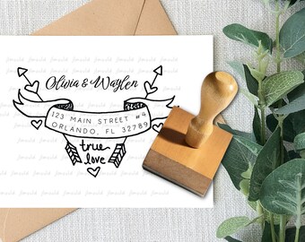 Custom Wedding True Love Wooden Stamp Rubber Stamp Save the Date personalized Invitations Return Address Custom Logo JLMould