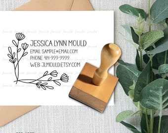 Modern Family Small Business Custom Return Address Rubber Stamp Handle Personalized with your Name Address