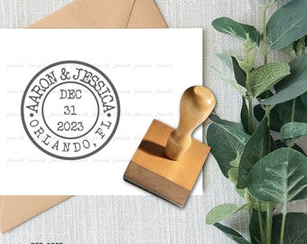 Custom Wedding Stamp Postage Stamp Style Rubber Stamp Save the Date Calligraphy personalized wedding invitations Rubber Stamp