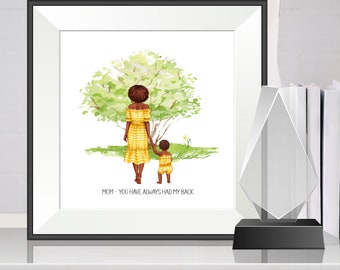 Download Now - Mom and Daughter Print Yellow | Mother's Day illustration  Mother and Daughters Print | Fashion illustration Love you Mom