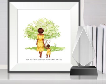 Customized Print | Custom Mother and up to Two Daughters Gift | Mother's Day illustration  Mother and Daughters Print | Fashion illustration