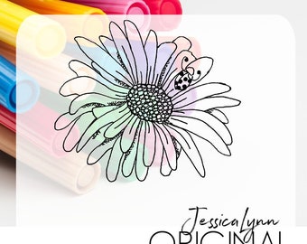 Digital Download Rubber Stamp Ladybug Summer Flower Sun Flower Daisy Cardmaking Scrapbooking Personal Use Only JessicaLynnOriginal JLMould