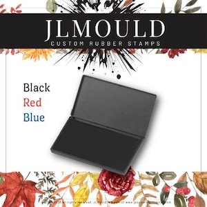 Almohadilla para sellos de goma negra grande de 2 3/4 x 4,5 pulgadas, azul, roja y negra para logotipos personalizados