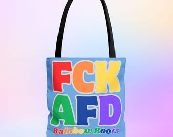 Bolsa de tela FCKAFD | Diseño de protesta arcoíris