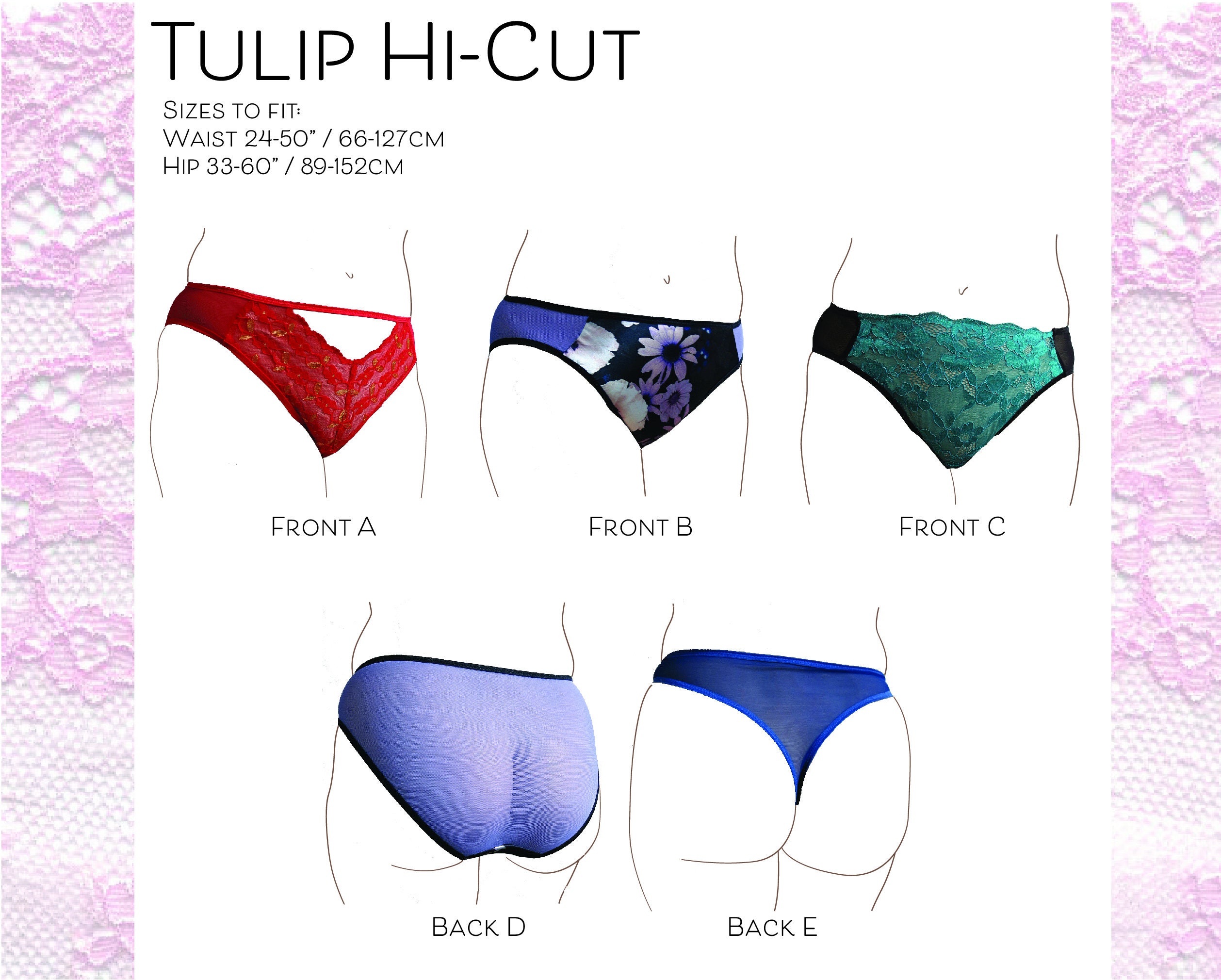 Tulip Hi-cut/french Cut Panty PDF Sewing Pattern: Mid-rise Women's Underwear  for Stretch Knits 