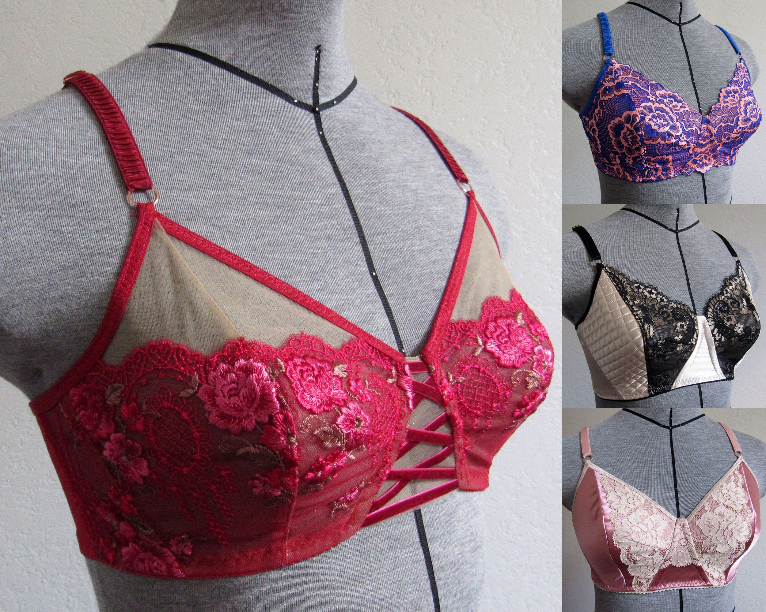 Delvine Bralette PDF sewing pattern: high neck bra for low stretch fabrics