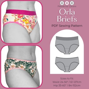 Orla Briefs PDF sewing pattern: medium coverage underwear with fabric waistband for stretch knits