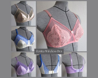 Zenita Wireless Bra PDF sewing pattern: wire-free bra for low-stretch fabrics