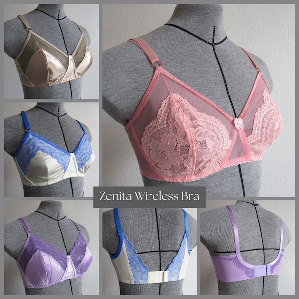 Zenita Wireless Bra PDF sewing pattern: wire-free bra for low-stretch fabrics