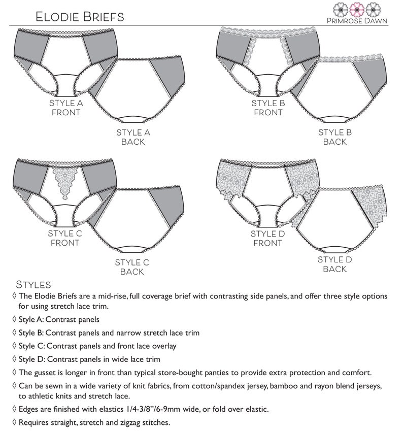Elodie Briefs Panty PDF Sewing Pattern : Mid-rise Underwear - Etsy