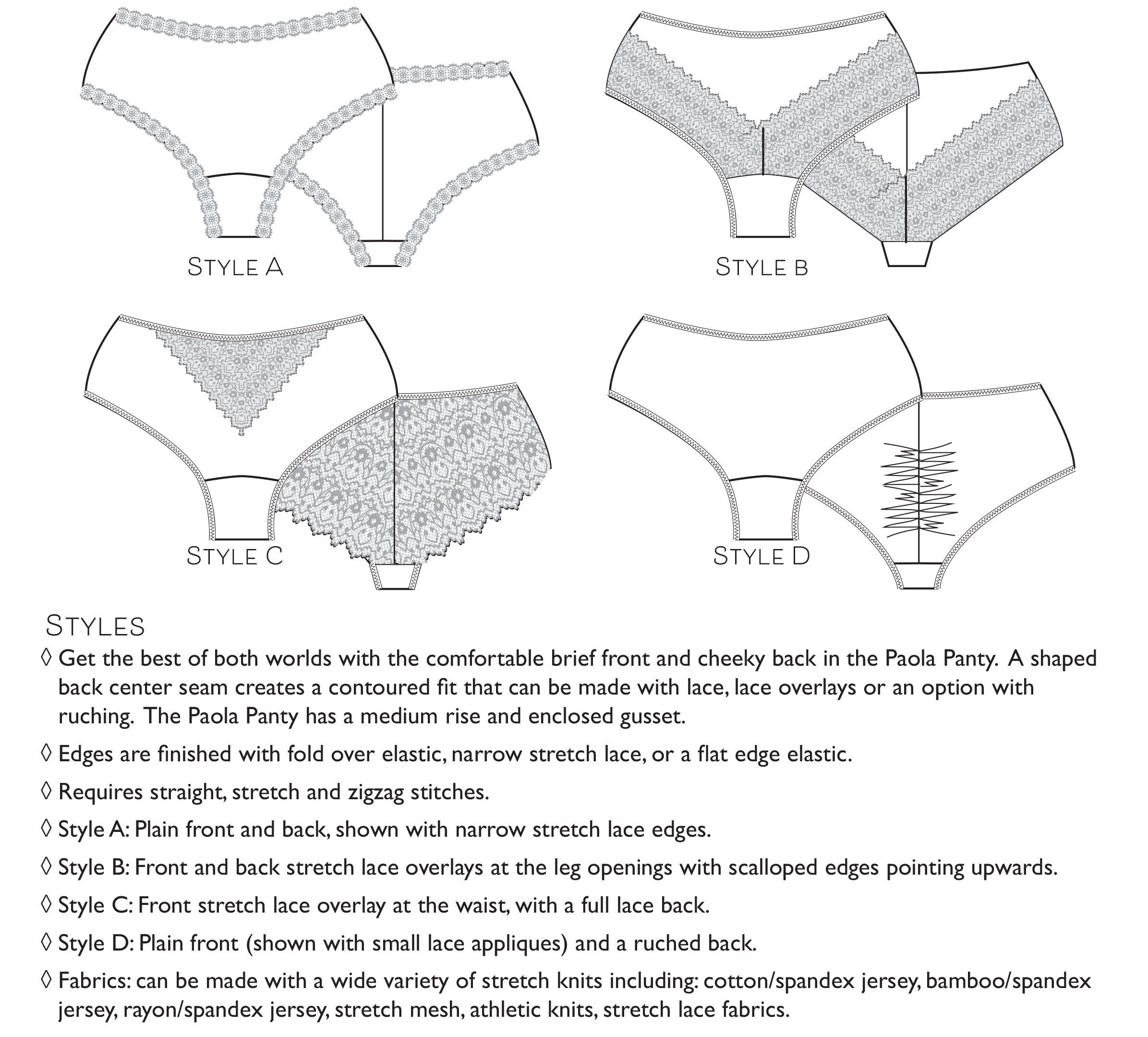 Paola Cheeky Panty PDF Sewing Pattern: Mid-rise Women's Underwear for ...