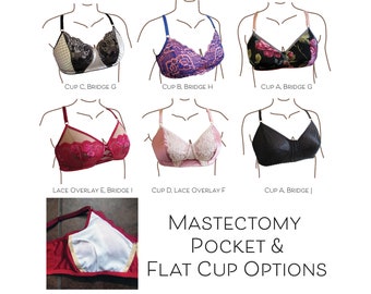 Annika Wireless Bra with Mastectomy Pocket & Flat Cup Options PDF sewing pattern: wire-free bra for low-stretch fabrics