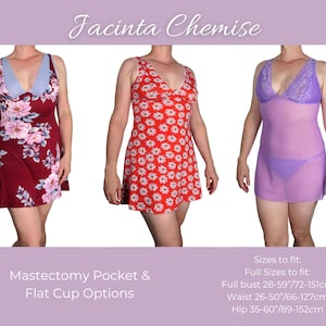 Jacinta Chemise PDF sewing pattern: short nightgown in cup sizes for stretch knits