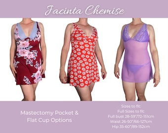 Jacinta Chemise PDF sewing pattern: short nightgown in cup sizes for stretch knits
