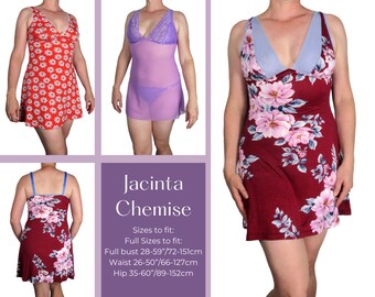 Jacinta Chemise PDF sewing pattern: short nightgown in cup sizes for stretch knits
