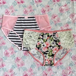 Elodie Briefs panty PDF sewing pattern : mid-rise women&#39;s underwear for stretch knits