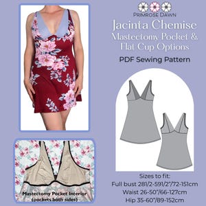 Jacinta Chemise PDF sewing pattern: short nightgown in cup sizes for stretch knits