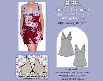 Jacinta Chemise PDF sewing pattern: short nightgown in cup sizes for stretch knits