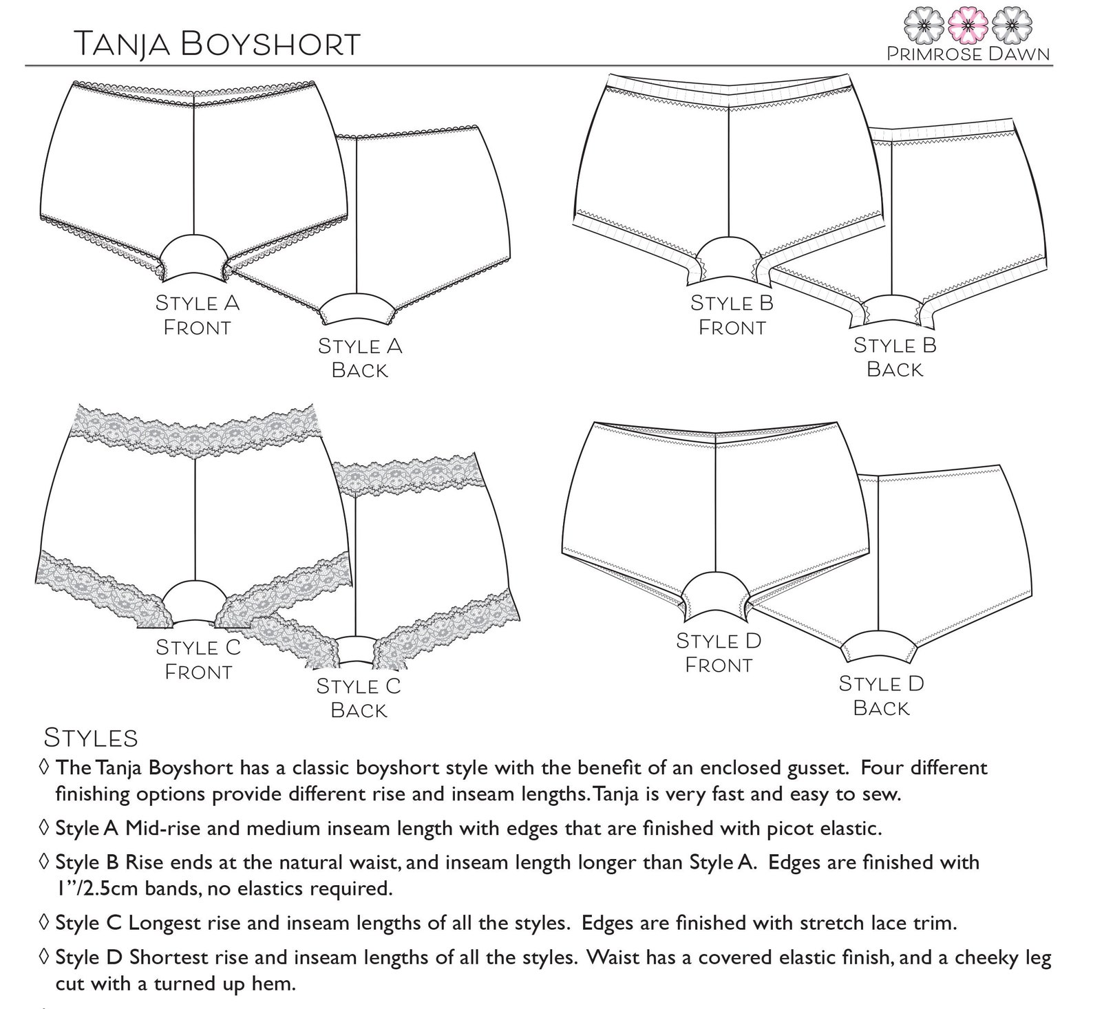Tanja Boyshort PDF Sewing Pattern Midrise Underwear for Etsy UK
