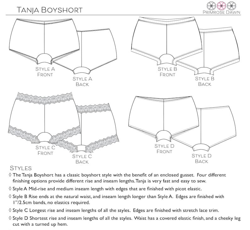 Tanja Boyshort PDF Sewing Pattern Midrise Underwear for Etsy UK