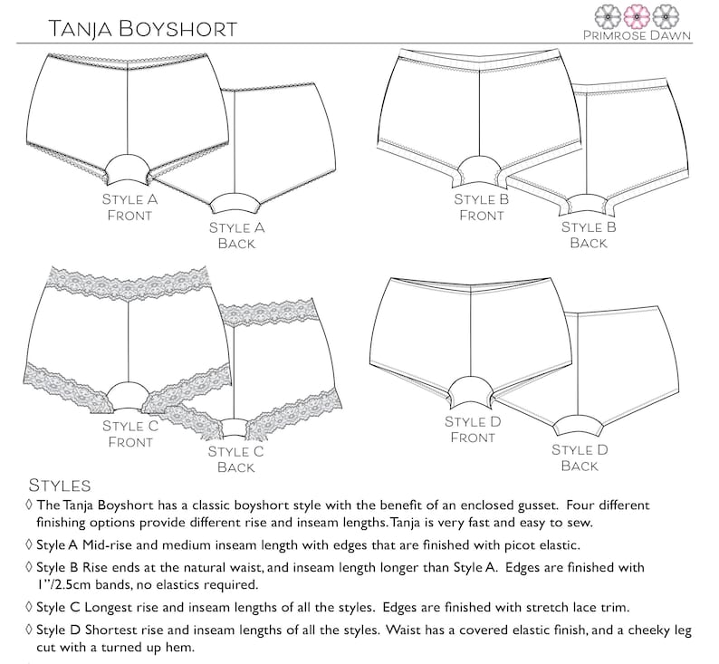 Tanja Boyshort PDF Sewing Pattern: Mid-rise Underwear for - Etsy UK