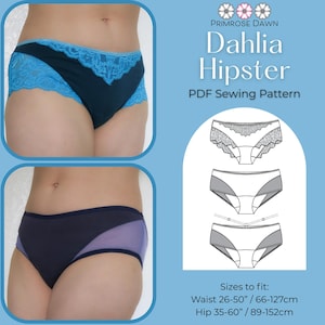 Dahlia Hipster panty PDF Sewing Pattern: low-rise women&#39;s underwear for stretch knits