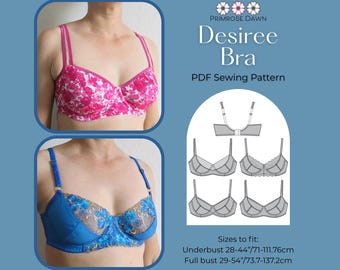Wzór do szycia biustonosza Desiree w formacie PDF: biustonosz z fiszbinami do tkanin o małej elastyczności