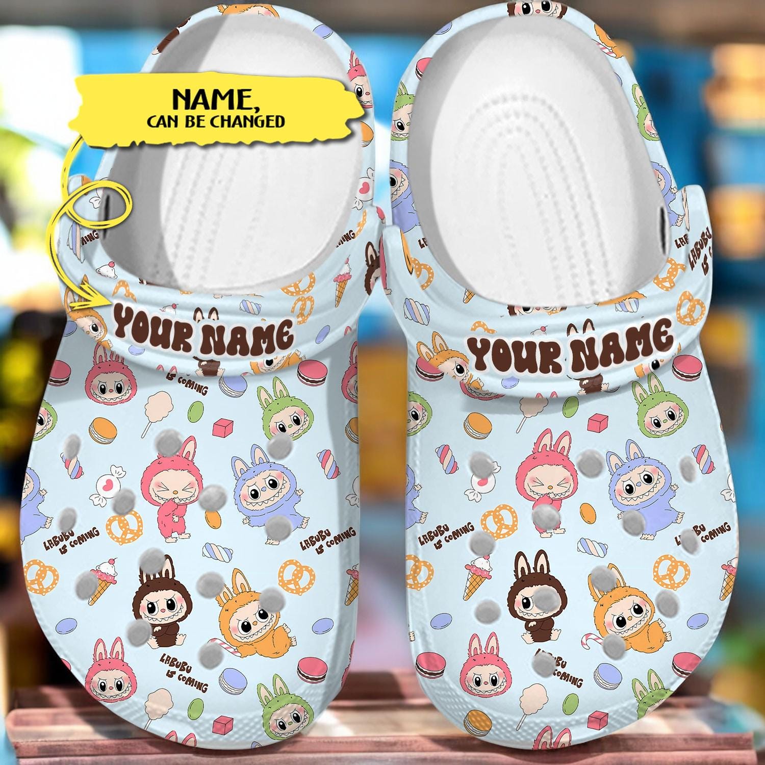 Discover Personalized Labu Bunny Crocs Clogs, Cute Kawaii Shoes for Women and Kids