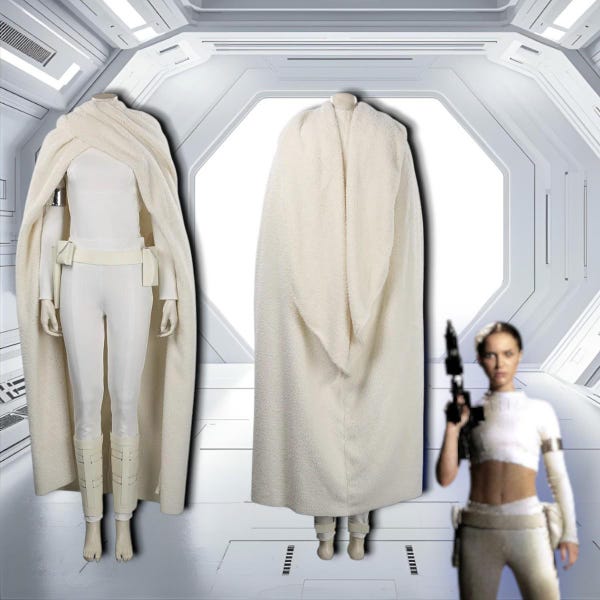 Padme Amidala Women White Outfit With Cloak Party Carnival Halloween Cosplay Costume