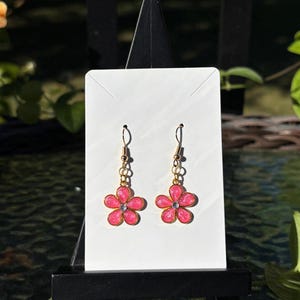 Pink Sparkle Flower Earrings