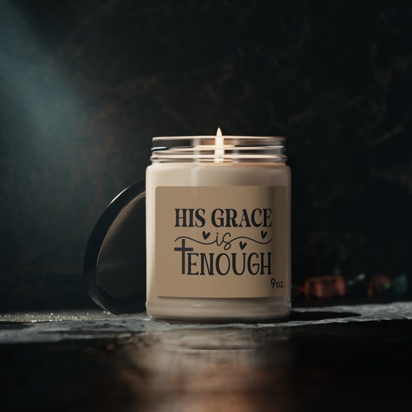 His Grace Is Enough, Faith, Bible Quote, Christian Candle, Religious Candle, Biblical, 9oz Candle Gift, Christian Gift, Faith Based