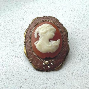 Vintage Victorian Cameo Brooch, Victorian Woman Brooch, Cameo Jewelry, Antiqued Gold Pin, Jewelry Gift for Her, found in France