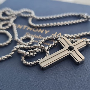 Mens Stainless Steel Cross Necklace Pendant, His and her cross necklace, Religious gift, Cross Pendant Necklaces Unisex Length: 60 cm