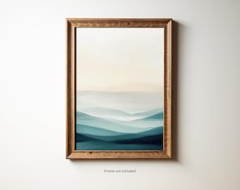 Tríptico de montaña abstracto / Impresión de paisaje sereno / Decoración de pared grande