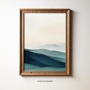 Abstract Mountain Print: Minimalist Blue Landscape Wall Art (Panel 1 of 3)