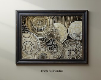 Neutral Tree Ring Art Print: Modern Wood Grain Wall Decor